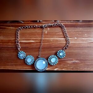 Vintage necklace rhinestone and moonglow adjustable choker bridal prom wedding